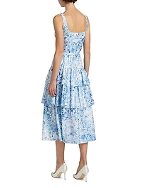Celeste Floral Cotton Poplin Midi-Dress