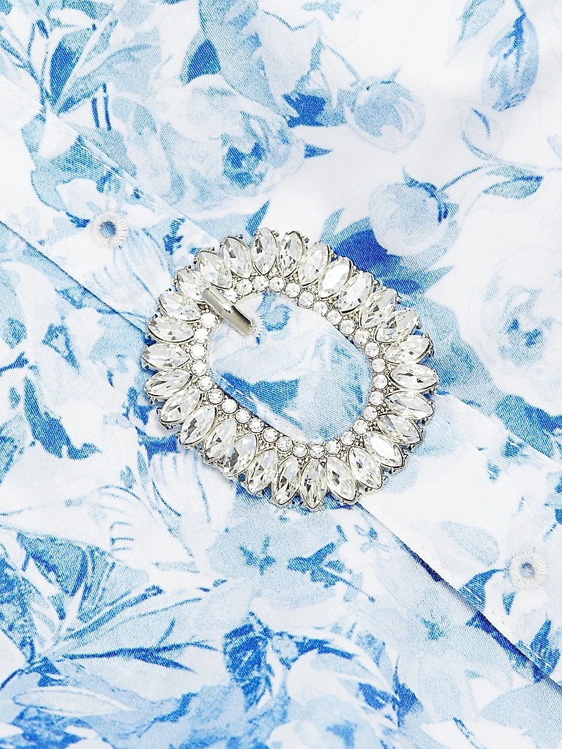 Celeste Floral Cotton Poplin Midi-Dress