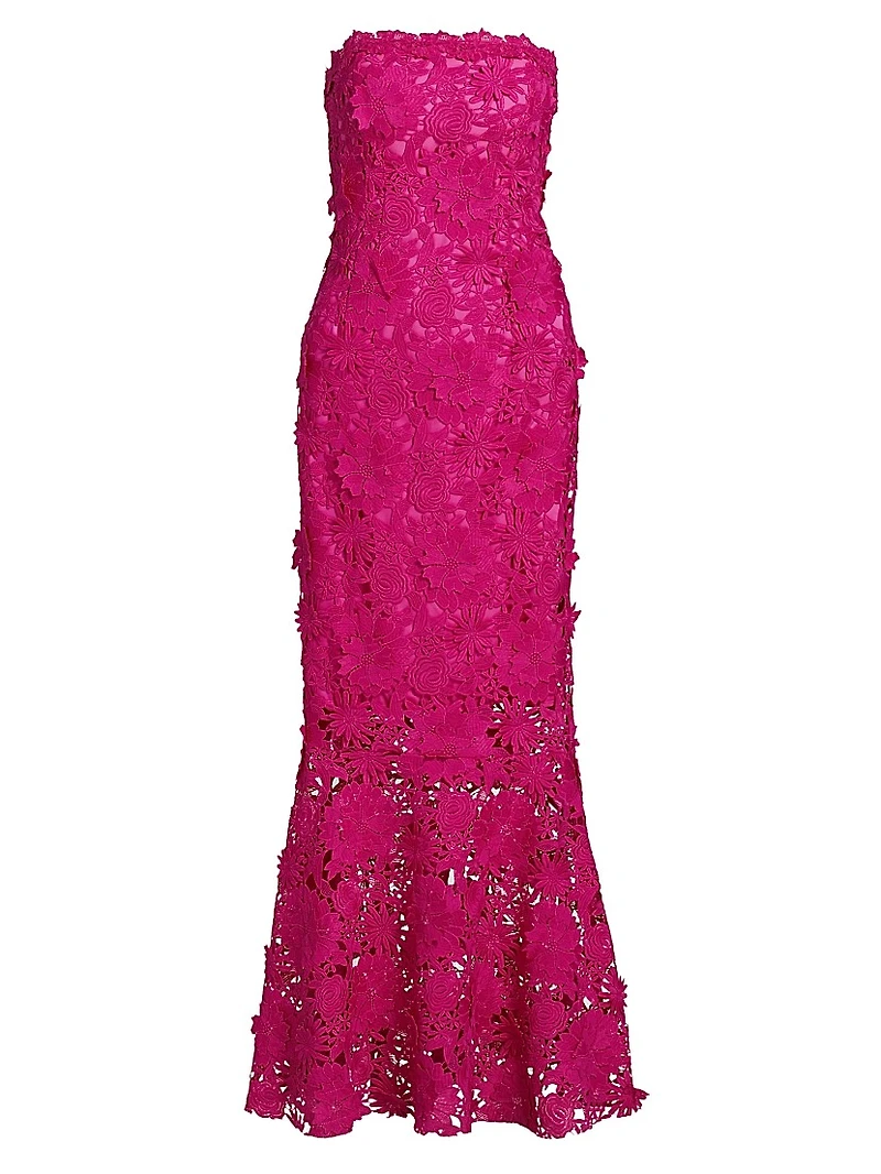 Mirelle Guipure Lace Strapless Maxi Dress