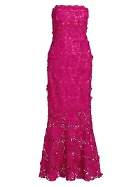 Mirelle Guipure Lace Strapless Maxi Dress