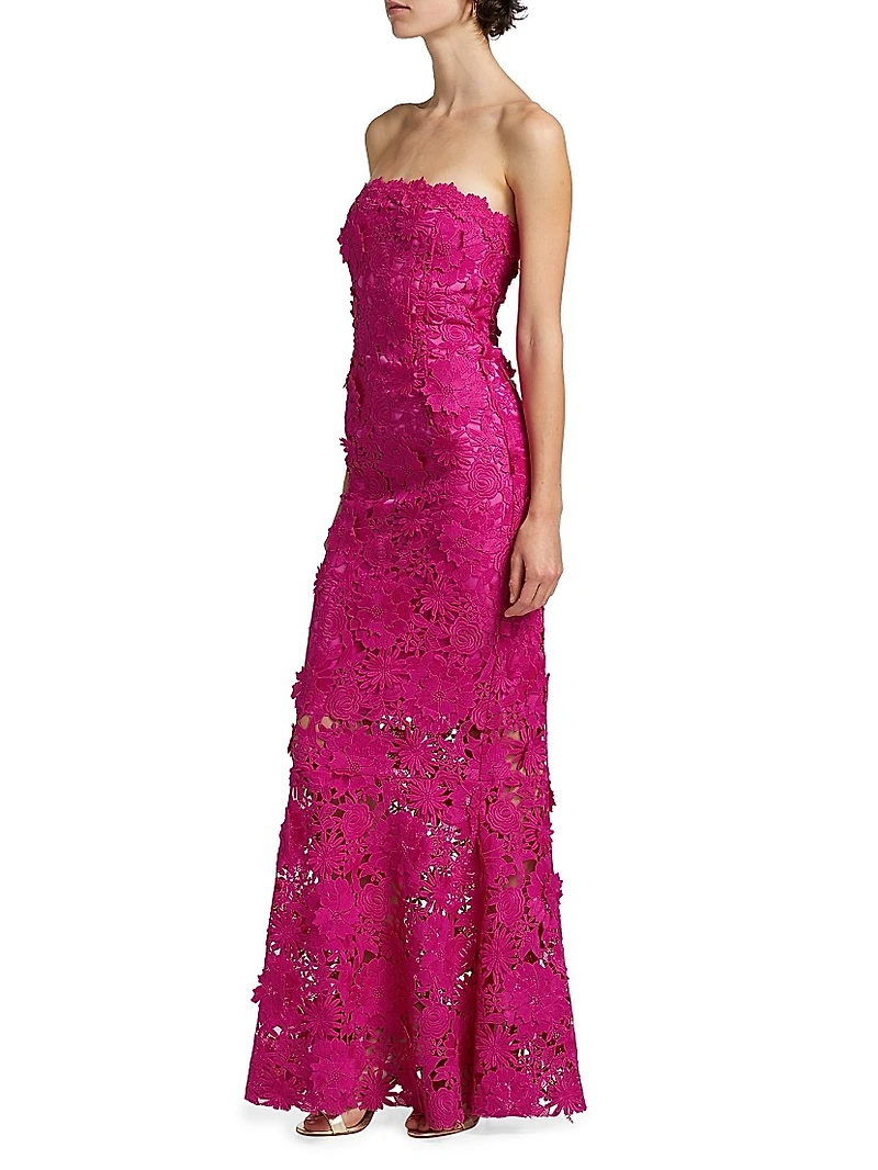 Mirelle Guipure Lace Strapless Maxi Dress
