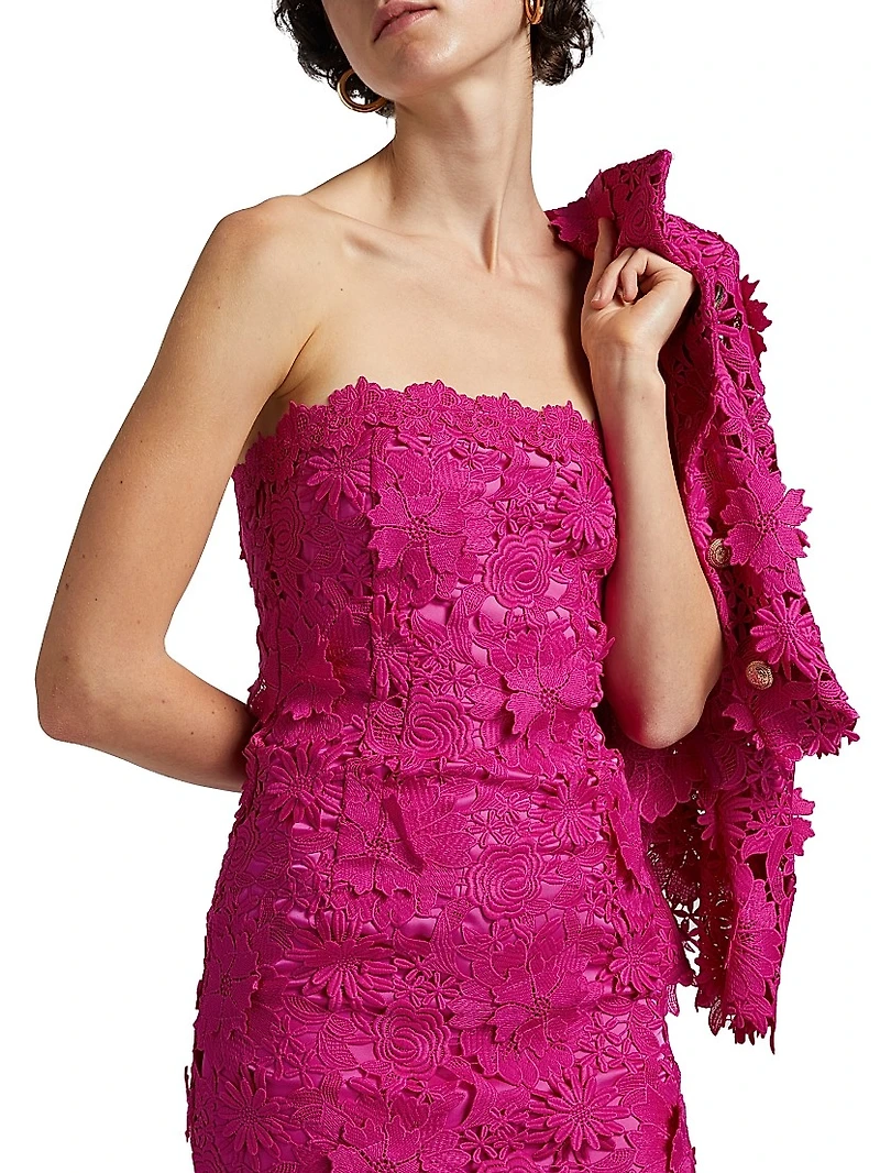 Mirelle Guipure Lace Strapless Maxi Dress