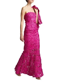 Mirelle Guipure Lace Strapless Maxi Dress