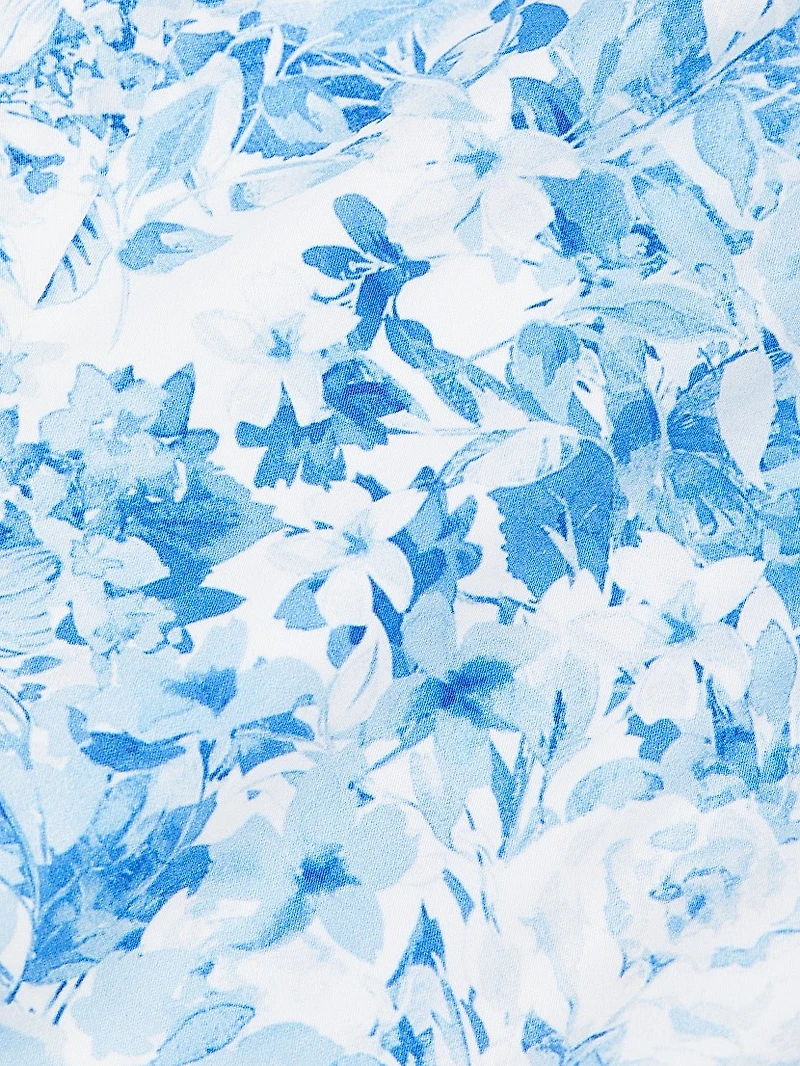 Francesca Floral Poplin Cap-Sleeve Shirt