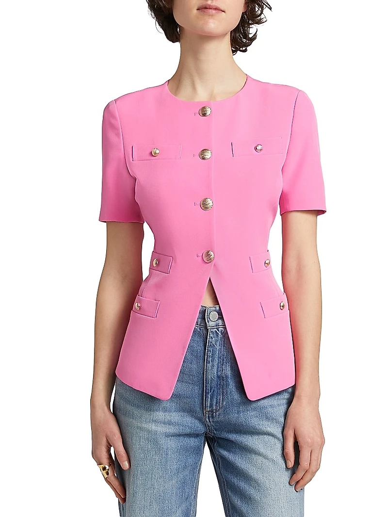 Reyes Tailored Crepe Short-Sleeve Jacket