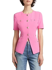 Reyes Tailored Crepe Short-Sleeve Jacket