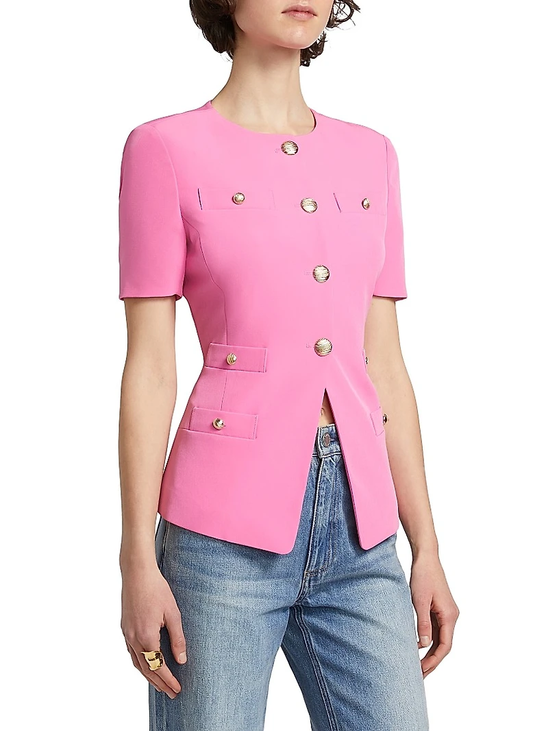 Reyes Tailored Crepe Short-Sleeve Jacket