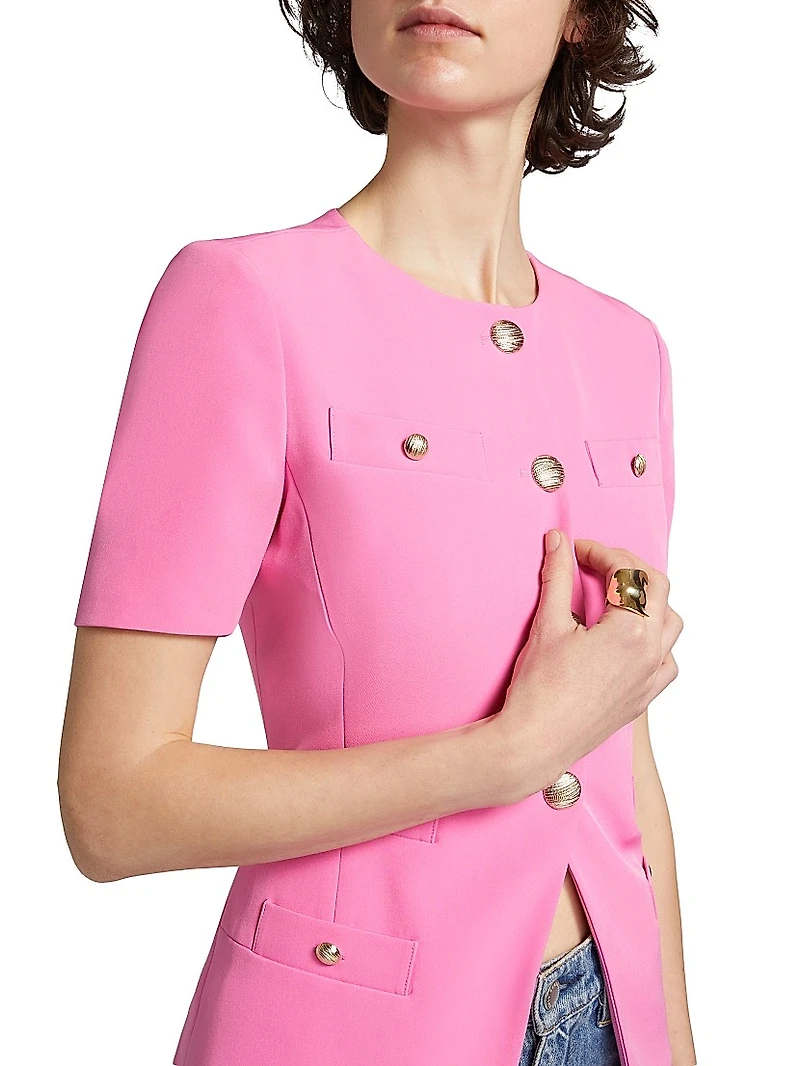 Reyes Tailored Crepe Short-Sleeve Jacket