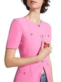 Reyes Tailored Crepe Short-Sleeve Jacket