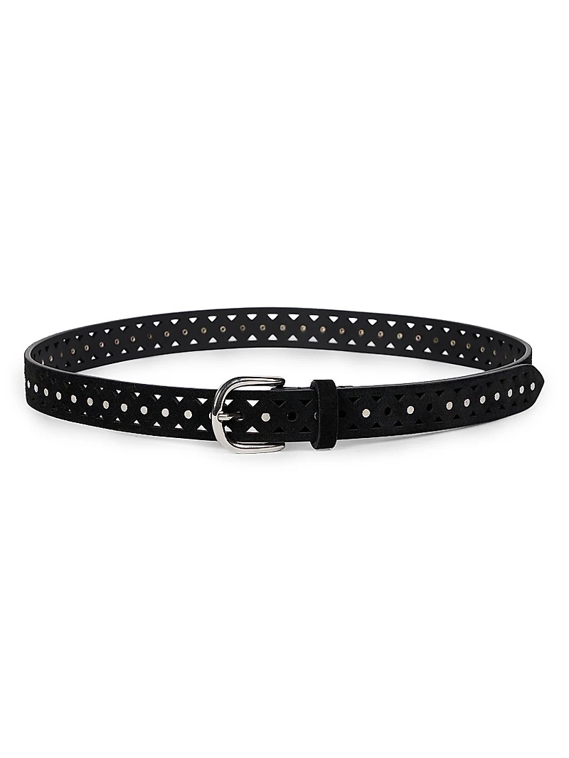 Ohen Studded Laser-Cut Suede Belt