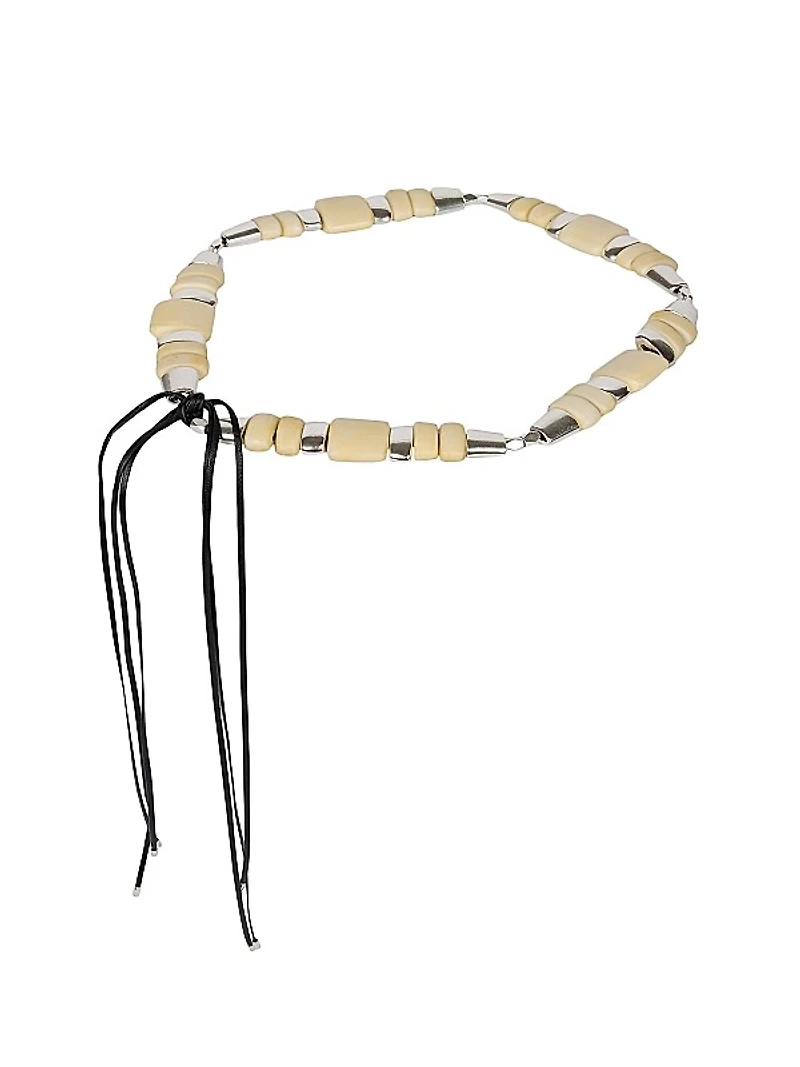 Rosly Bead & Leather Self-Tie Belt