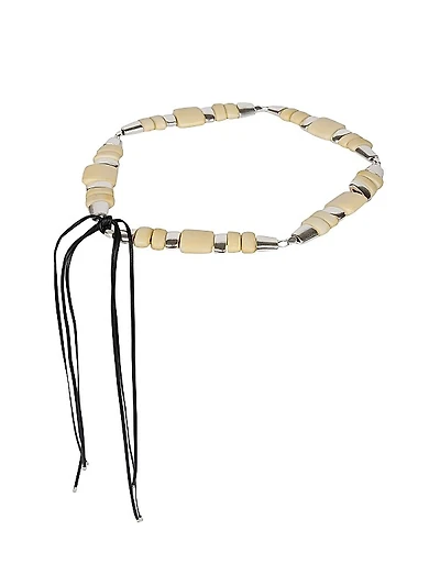Rosly Bead & Leather Self-Tie Belt
