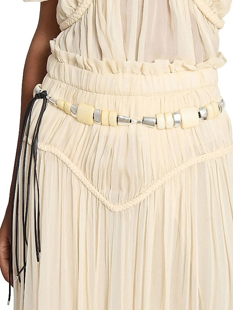Rosly Bead & Leather Self-Tie Belt