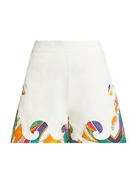 Gilda Wave Cotton High-Waisted Shorts