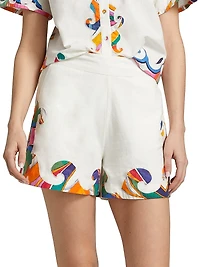Gilda Wave Cotton High-Waisted Shorts