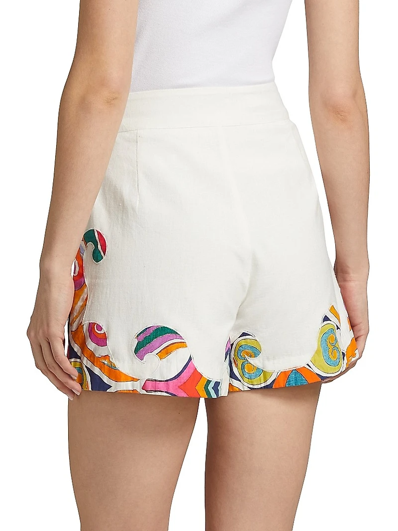 Gilda Wave Cotton High-Waisted Shorts