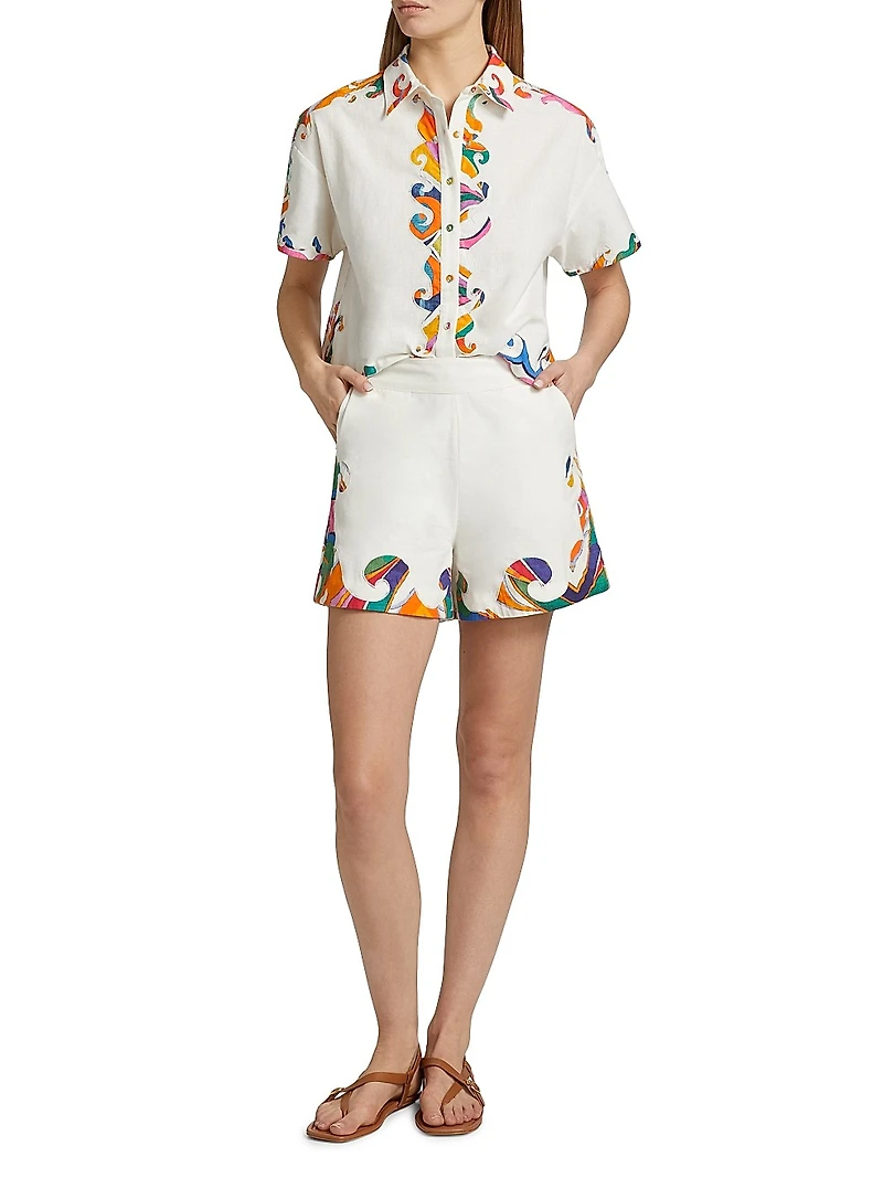 Gilda Wave Cotton High-Waisted Shorts