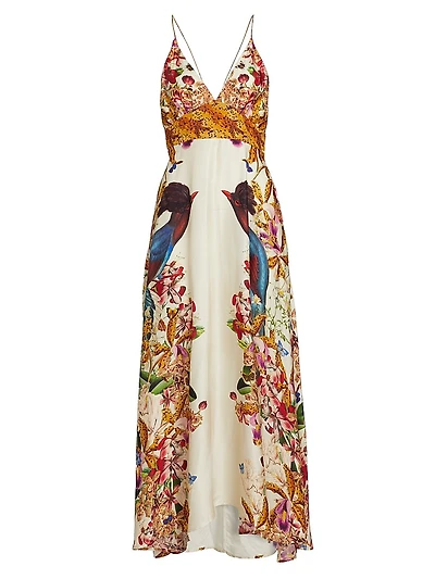 Star Floral Plunging V-Neck Maxi Dress