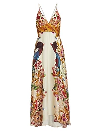 Star Floral Plunging V-Neck Maxi Dress