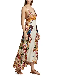Star Floral Plunging V-Neck Maxi Dress