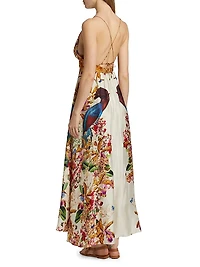 Star Floral Plunging V-Neck Maxi Dress