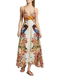 Star Floral Plunging V-Neck Maxi Dress