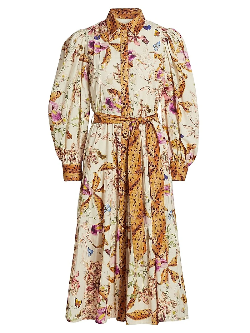 Marie Jane Floral Cotton Midi-Shirtdress