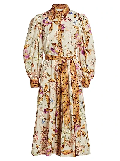 Marie Jane Floral Cotton Midi-Shirtdress