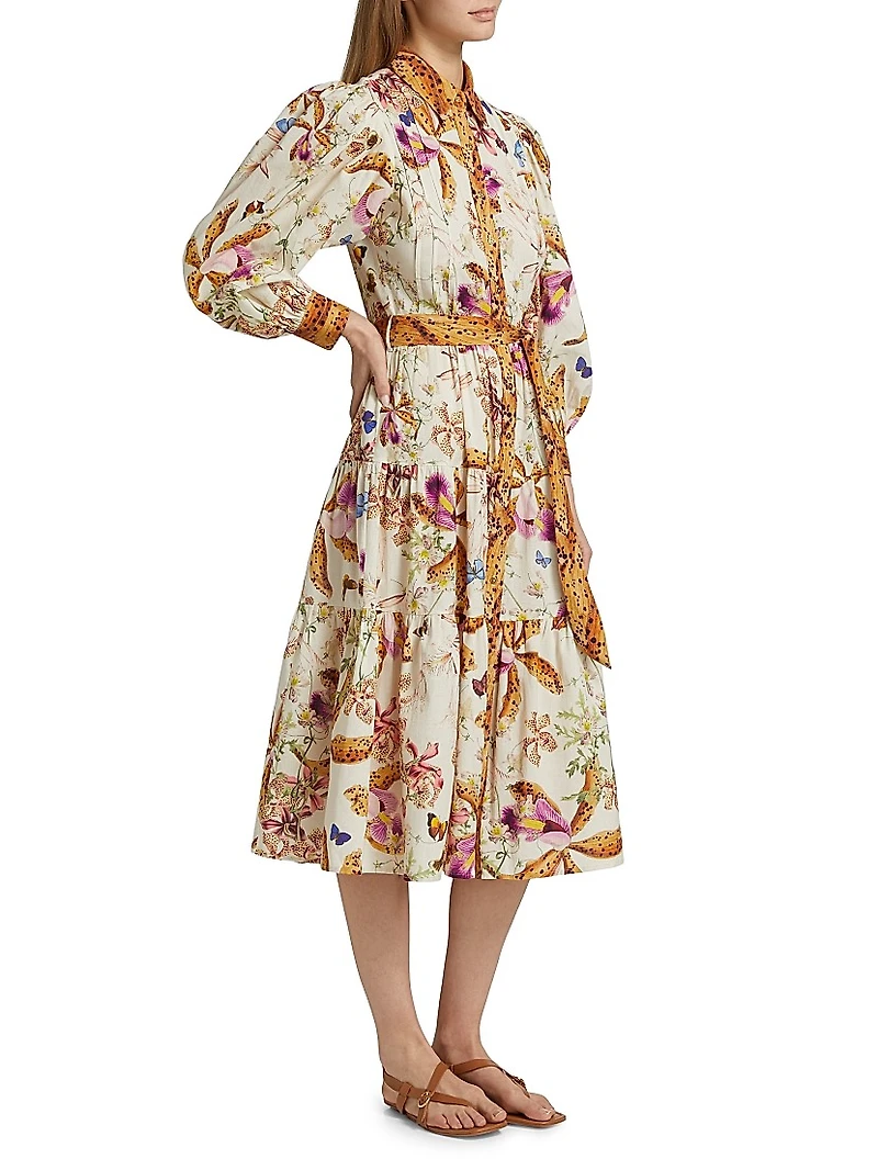Marie Jane Floral Cotton Midi-Shirtdress