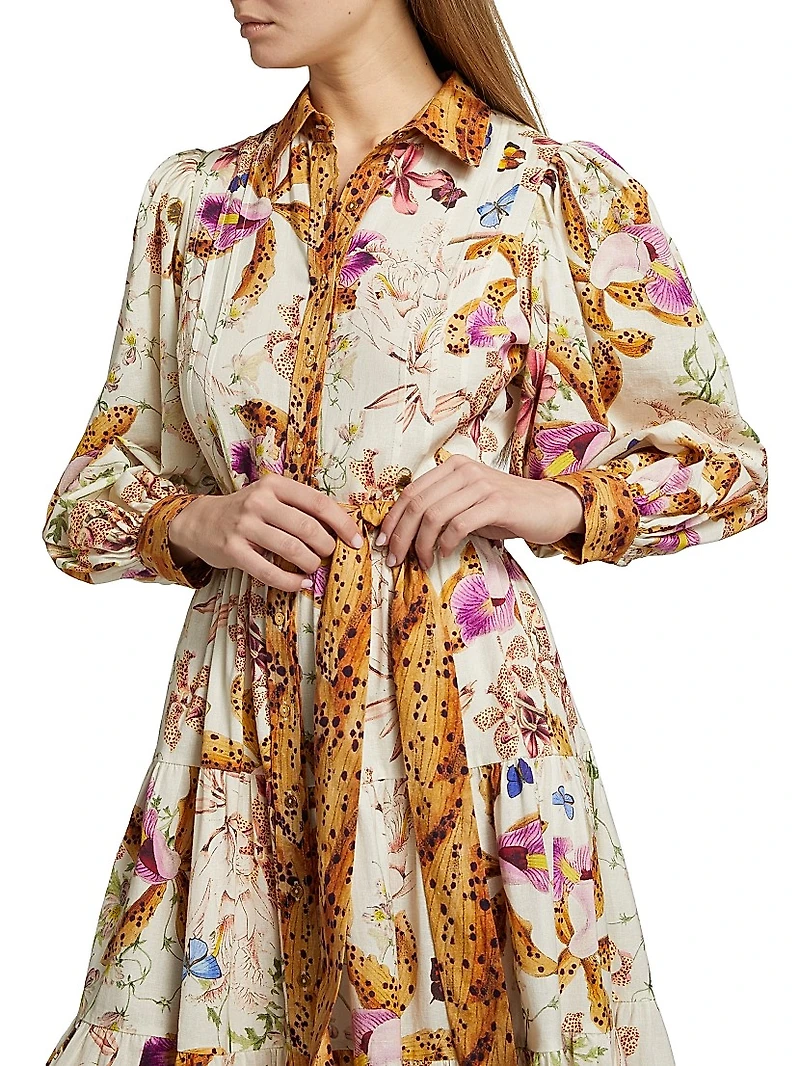 Marie Jane Floral Cotton Midi-Shirtdress