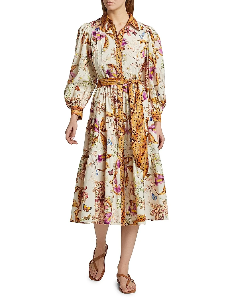 Marie Jane Floral Cotton Midi-Shirtdress