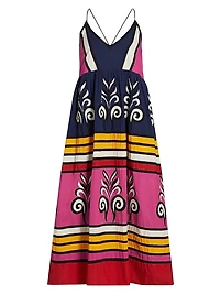 Antonella Striped Cotton Midi-Dress