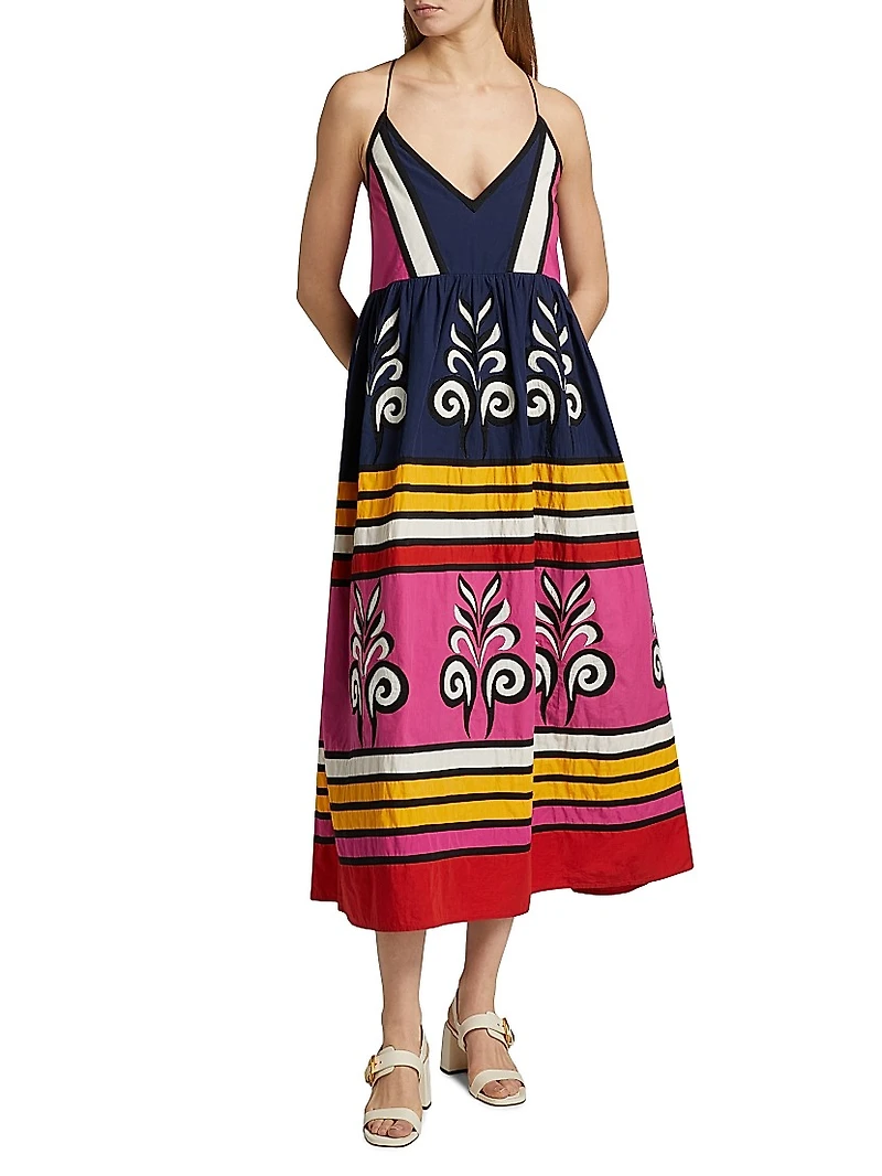 Antonella Striped Cotton Midi-Dress