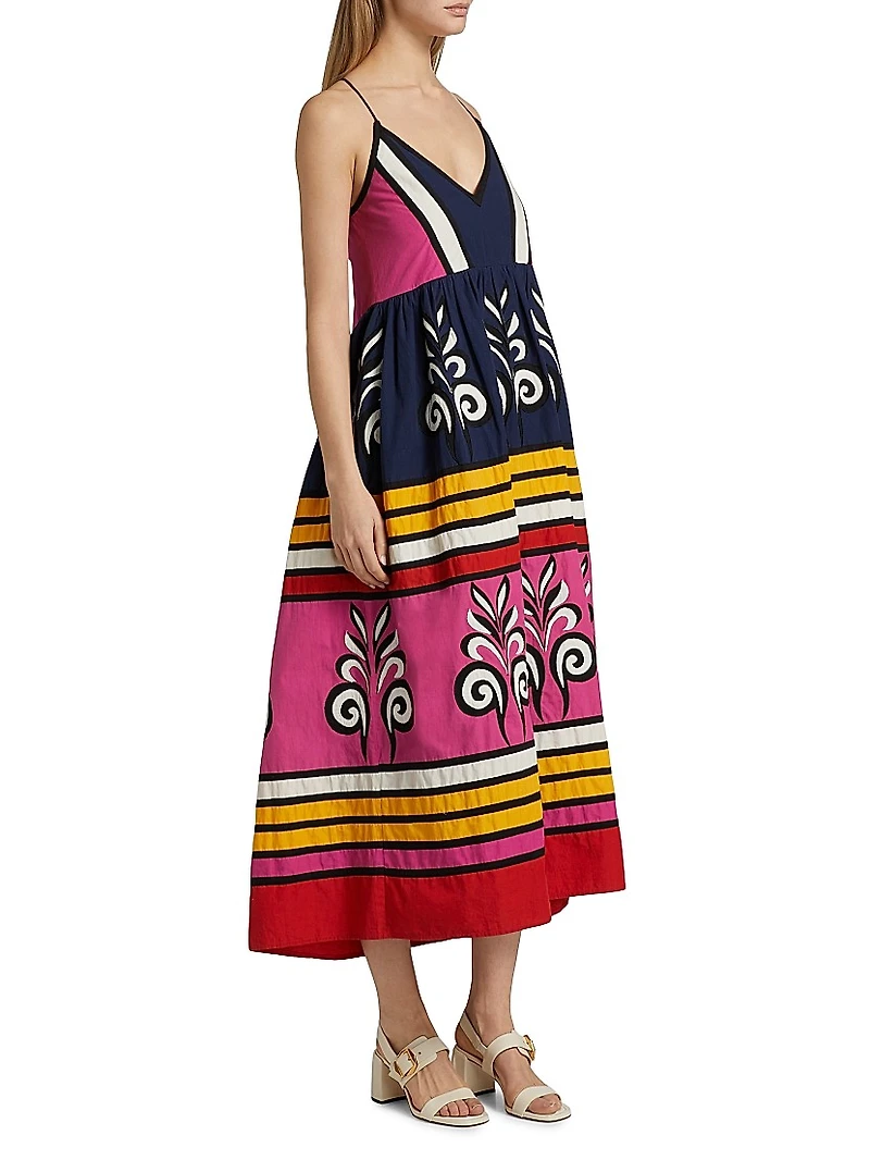 Antonella Striped Cotton Midi-Dress