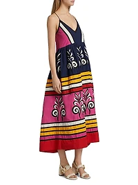 Antonella Striped Cotton Midi-Dress