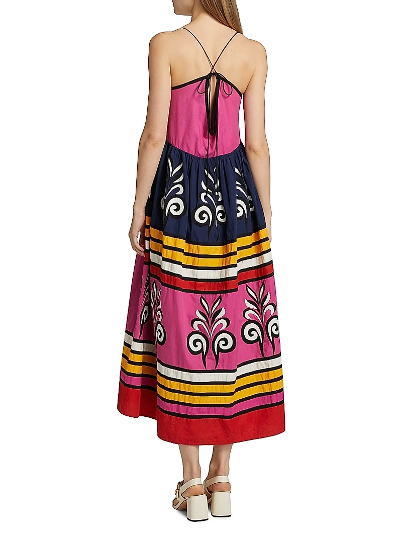 Antonella Striped Cotton Midi-Dress