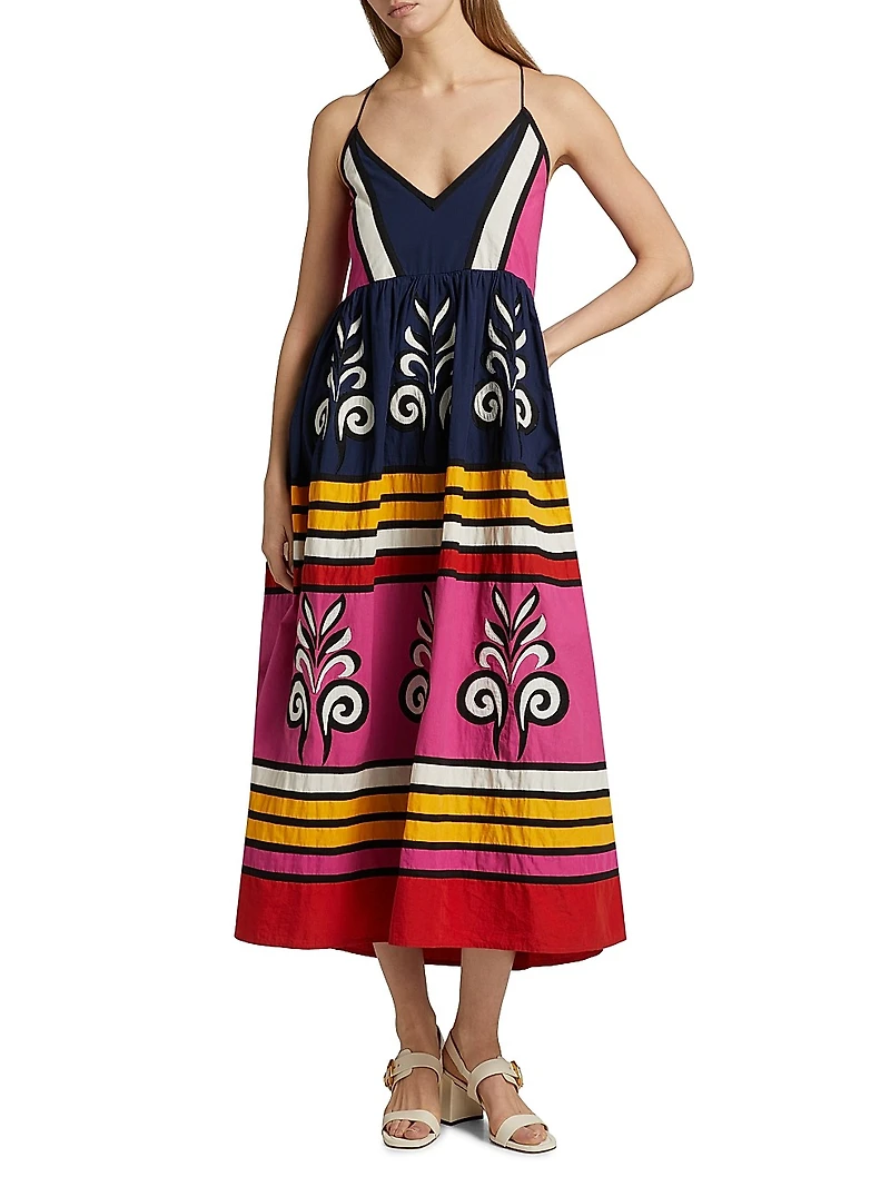 Antonella Striped Cotton Midi-Dress