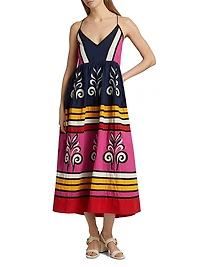 Antonella Striped Cotton Midi-Dress