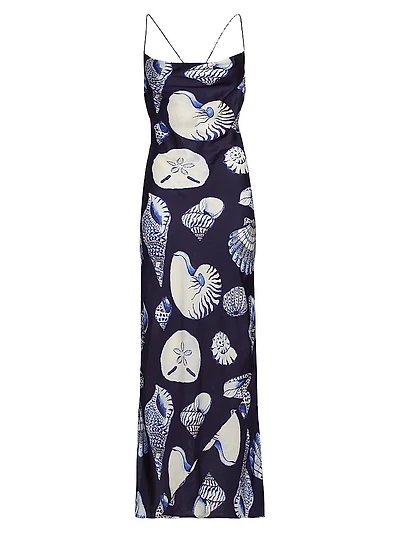 Seashell Satin Maxi Slipdress