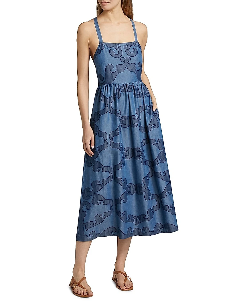 Della Patterned A-Line Midi-Dress