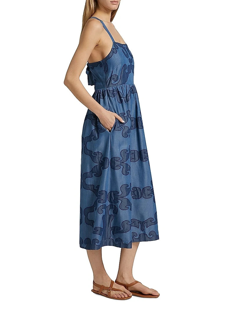 Della Patterned A-Line Midi-Dress