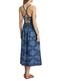 Della Patterned A-Line Midi-Dress