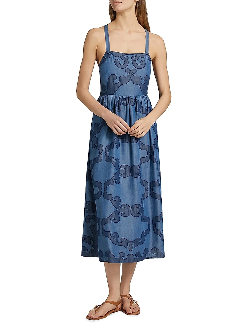 Della Patterned A-Line Midi-Dress