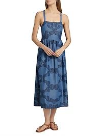 Della Patterned A-Line Midi-Dress