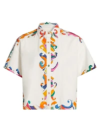 Pina Wave Cotton Button-Front Shirt
