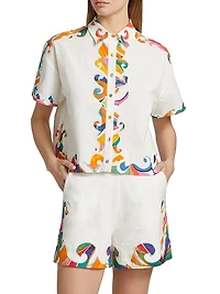 Pina Wave Cotton Button-Front Shirt