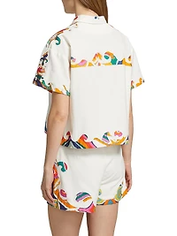 Pina Wave Cotton Button-Front Shirt