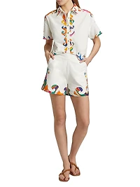 Pina Wave Cotton Button-Front Shirt