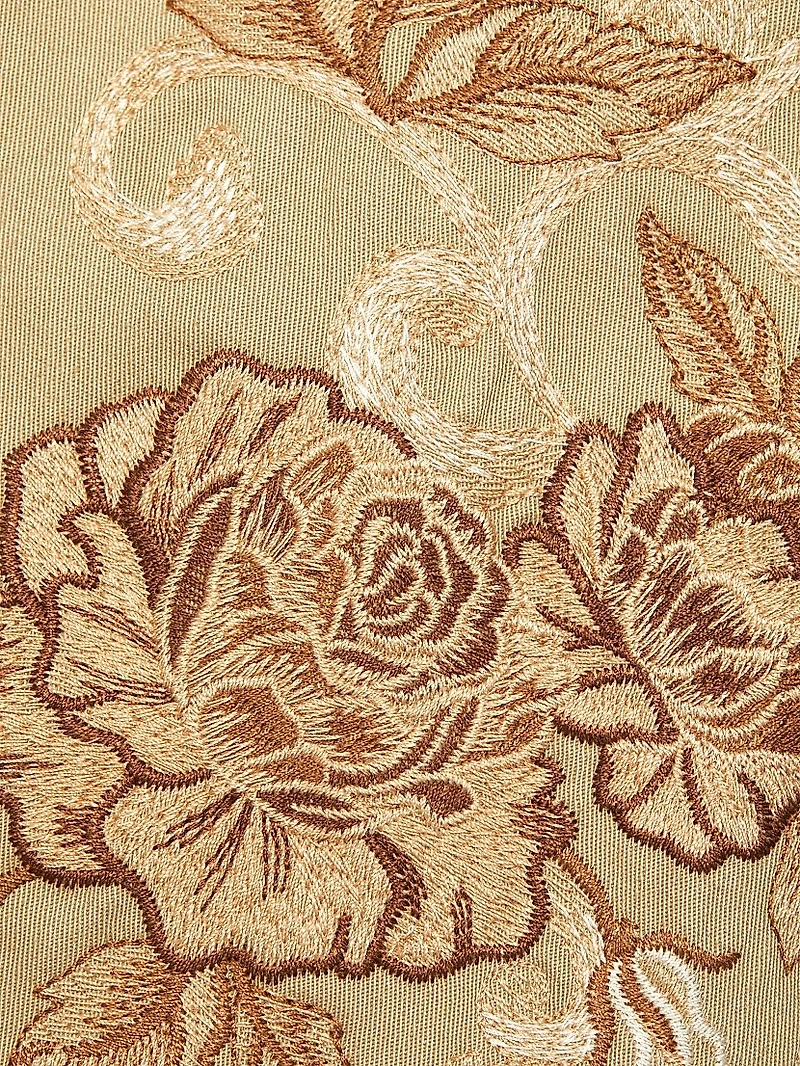Venus Floral-Embroidered Double-Breasted Trench Coat