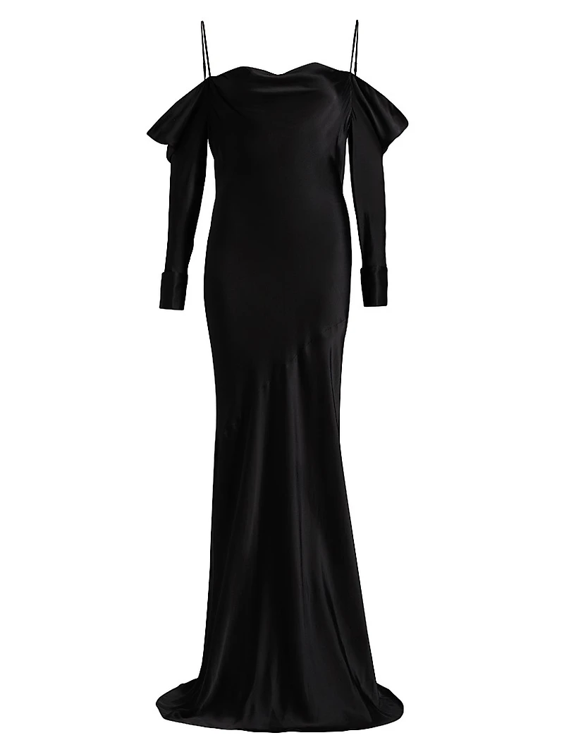 Melly Silk Off-The-Shoulder Gown